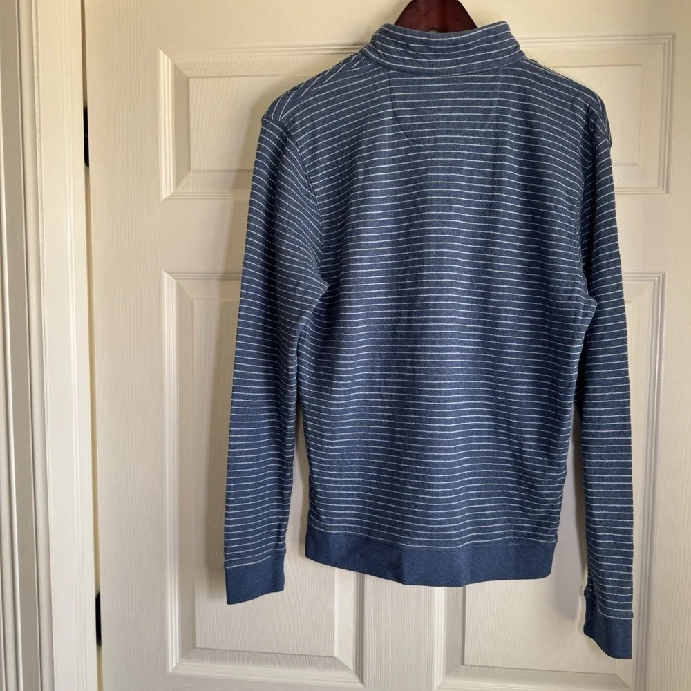 Johnnie O Mens Size S Surf Golf Blue Stripe‎ Emmett 1/4 Zip Long Sleeve Pullover